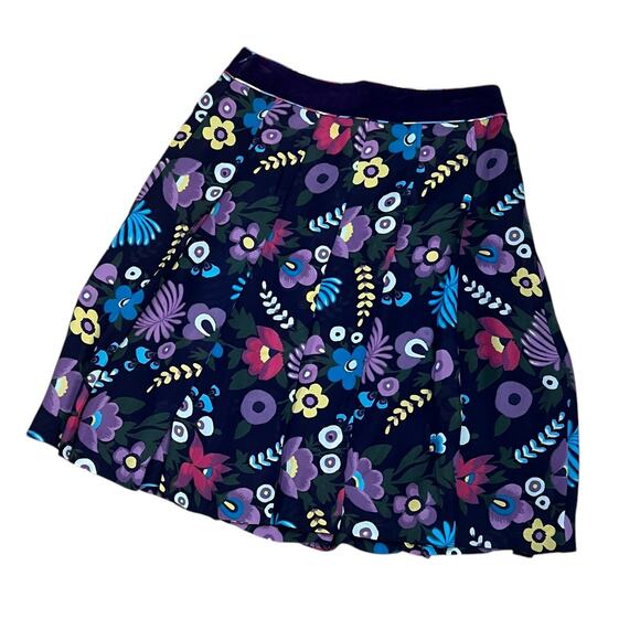 CACHAREL Purple Silk Floral Pleated Knee Length Skirt Size 38 US 4 - Picture 3 of 5